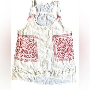 Sweet Wanderer White Sleeveless Boho Embroidered Tank Top M Festival Style